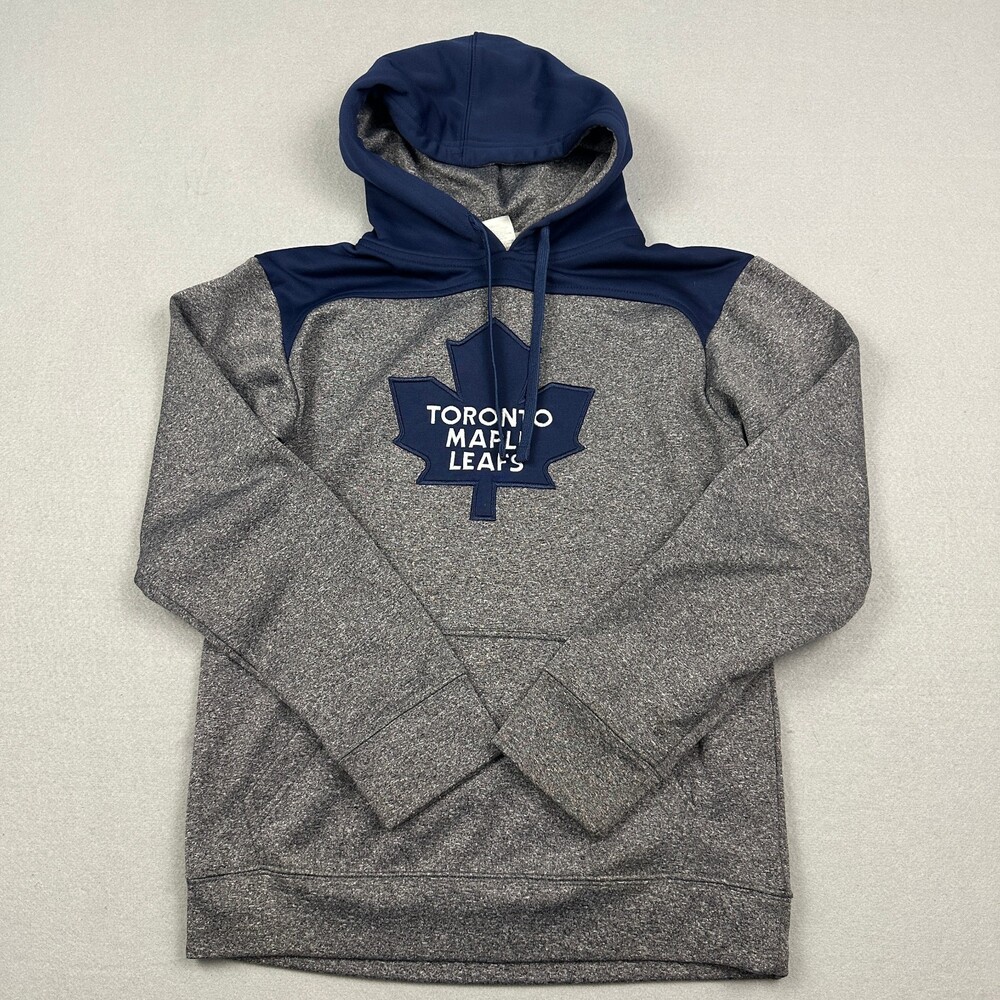 Toronto Maple Leafs Hoodie Men Small Gray Blue Fleece Sweatshirt Pullover NHL S